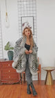 Cashmere & Fur Winter Coat with Embossed Letter Print