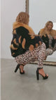 Luxury Fox Fur Jacket with Big Collar – Black & Golden-Brown