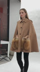 Vivienne Winter Cape in Cashmere Wool with Genuine Fox Fur Pockets