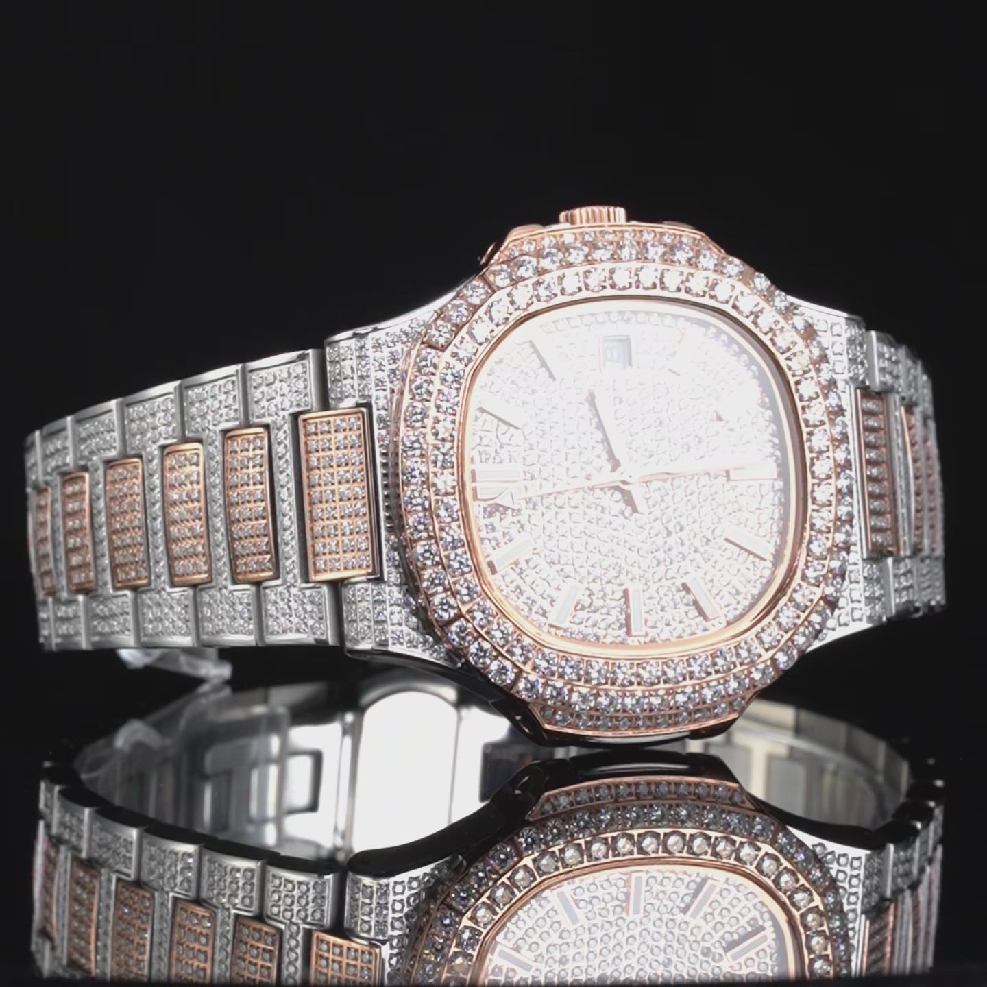 Ivy Moissanite Watch – Automatic Mechanical Movement – 39mm 316L Steel – 14.5ct D VVS1 – Stainless Steel Band