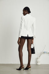 Priscilla Blazer Priscilla Draped Asymmetric White Blazer