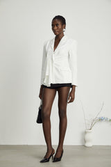 Priscilla Blazer Priscilla Draped Asymmetric White Blazer