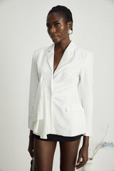 Priscilla Blazer Priscilla Draped Asymmetric White Blazer