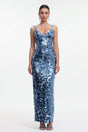 Priscilla Blue Sequin Evening Dress