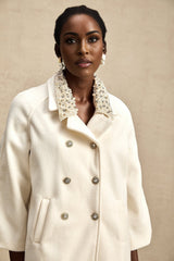 Priscilla Coat Crystal & Pearl Embellished Maxi Woolen Fabienne