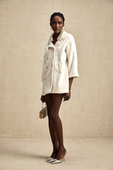Priscilla Coat Crystal & Pearl Embellished Maxi Woolen Fabienne