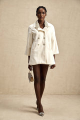 Priscilla Coat Crystal & Pearl Embellished Maxi Woolen Fabienne