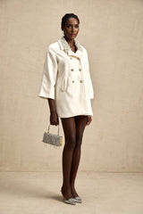 Priscilla Coat Crystal & Pearl Embellished Maxi Woolen Fabienne