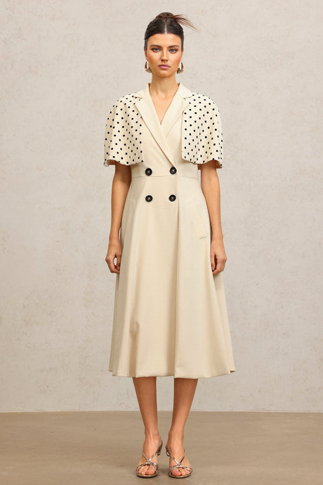 Quinn Beige Polka Dot Maxi Dress