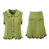 Quinn Fitted Sleeveless Top with Ruffled Edges - Coordinated Set with Matching Skirt