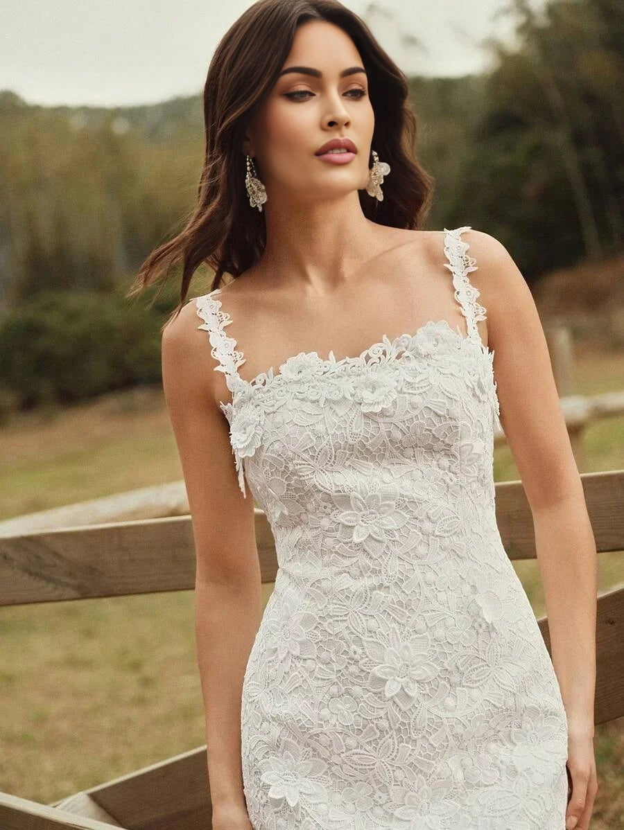 Quinn Midi Dress - Neckline Straps - Wedding Occasion - Mermaid Hem - High Waist - Elegant Style