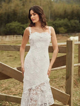 Quinn Midi Dress - Neckline Straps - Wedding Occasion - Mermaid Hem - High Waist - Elegant Style