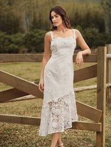 Quinn Midi Dress - Neckline Straps - Wedding Occasion - Mermaid Hem - High Waist - Elegant Style
