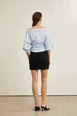 Rachel Blouse Blue Stripe Off Shoulder Style