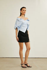 Rachel Blouse Blue Stripe Off Shoulder Style