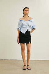 Rachel Blouse Blue Stripe Off Shoulder Style