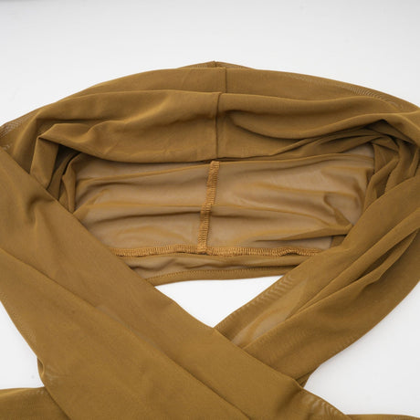 Rachel Maxi Dress in Vibrant Olive with Crossover Neck - Backless Design & Chic Hood