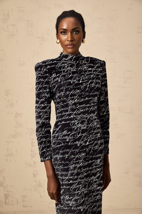 Raffaela Maxi Dress – Black Velvet & Mock Neck