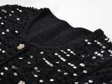 Raffaelina Blazer - Cropped Silhouette - Sequined Design - Tailored Fit - Bejeweled Buttons - Versatile Styling