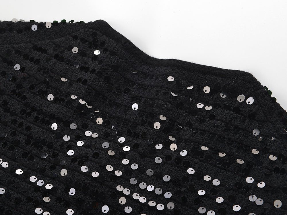 Raffaelina Blazer - Cropped Silhouette - Sequined Design - Tailored Fit - Bejeweled Buttons - Versatile Styling