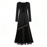 Raphaëlle Black Lace Panel Satin Maxi Dress