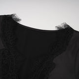 Raphaëlle Black Lace Panel Satin Maxi Dress