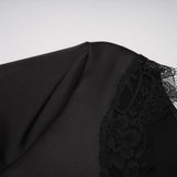 Raphaëlle Black Lace Panel Satin Maxi Dress