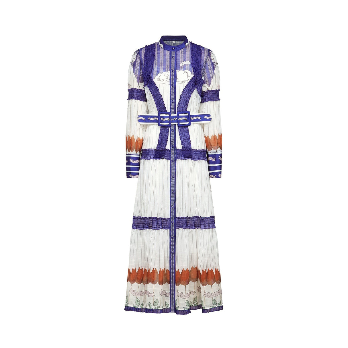 Raphaëlle colorblock patternprint midi dress
