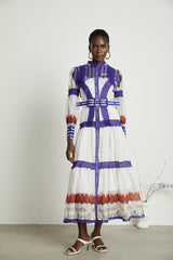 Raphaëlle colorblock patternprint midi dress