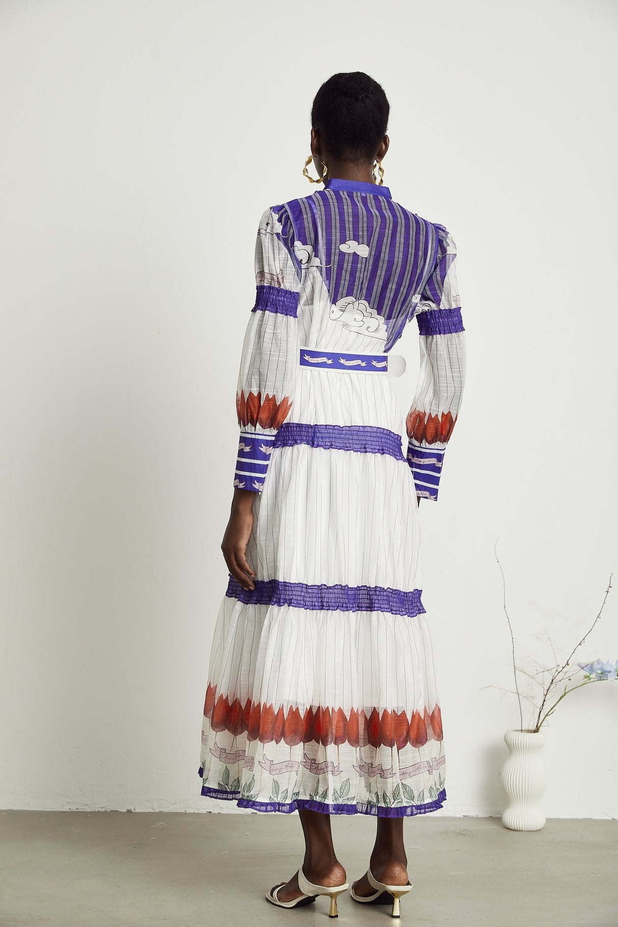 Raphaëlle colorblock patternprint midi dress