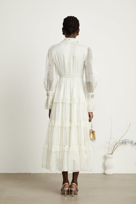 Raphaëlle crystalembellished tiered midi dress