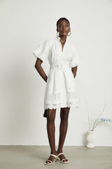 Raphaëlle cutout lacetrim mini dress