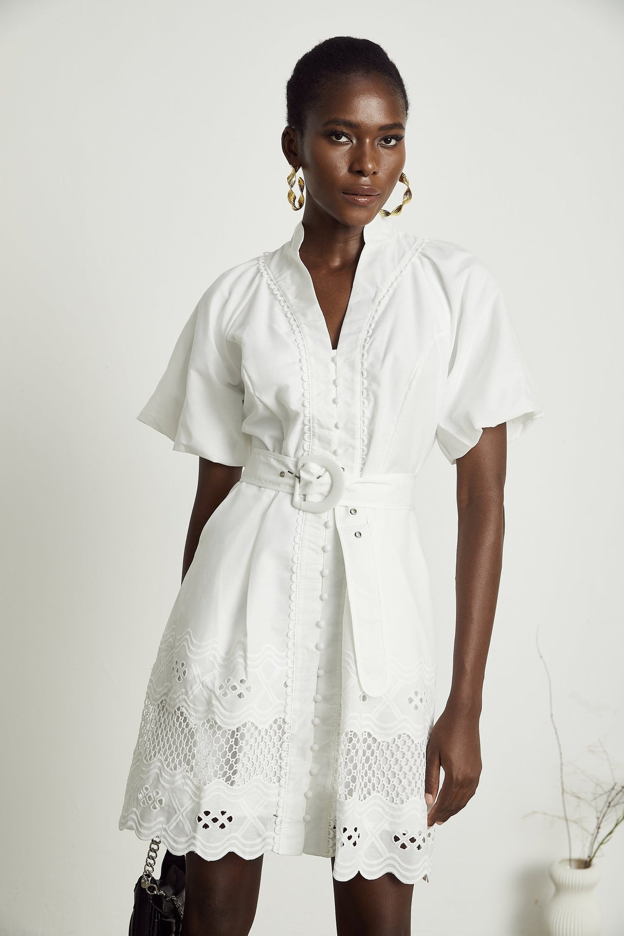 Raphaëlle cutout lacetrim mini dress