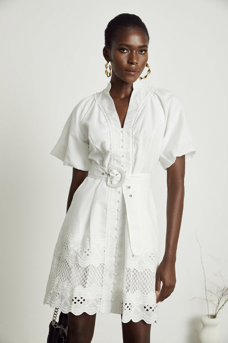 Raphaëlle cutout lacetrim mini dress