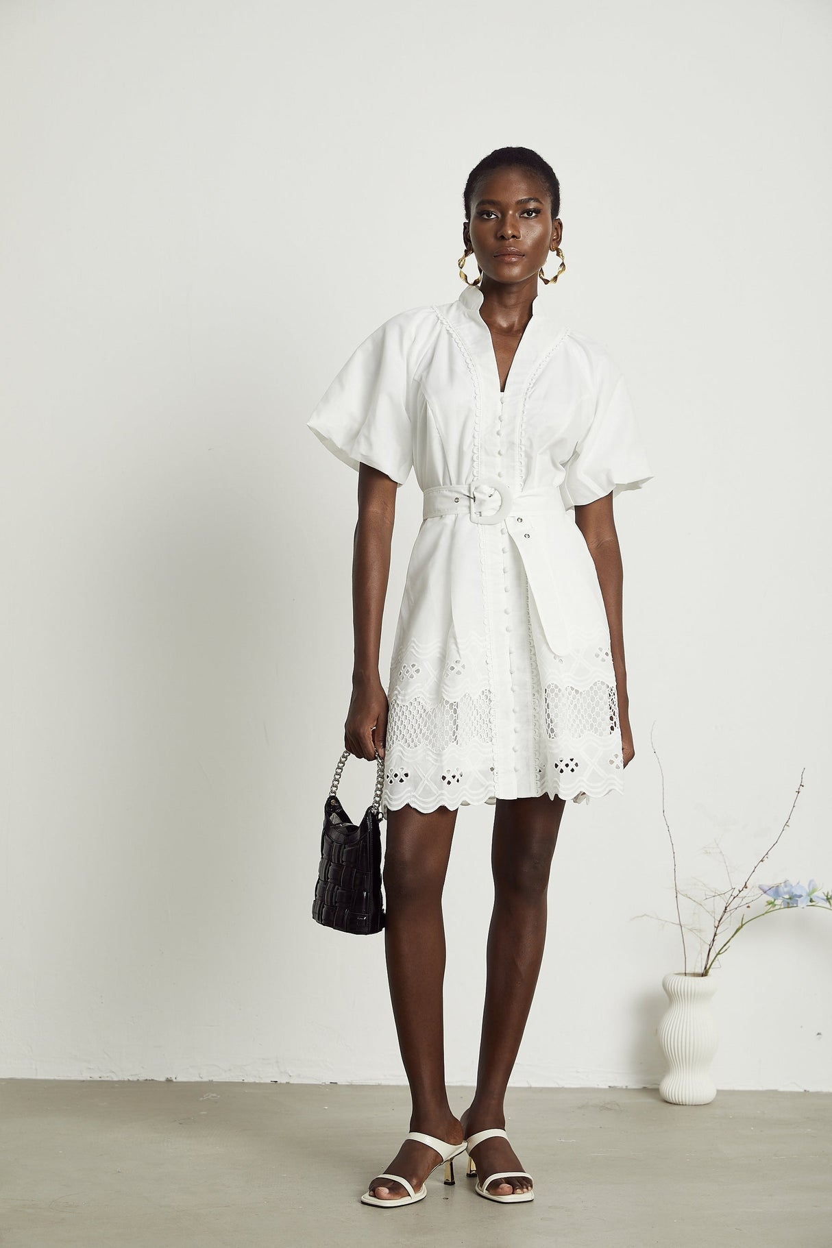 Raphaëlle cutout lacetrim mini dress