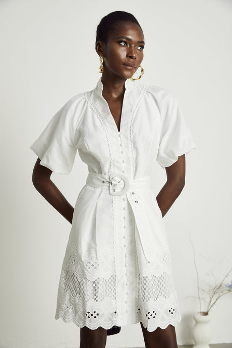 Raphaëlle cutout lacetrim mini dress