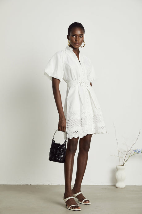 Raphaëlle cutout lacetrim mini dress