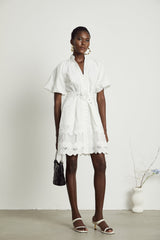 Raphaëlle cutout lacetrim mini dress