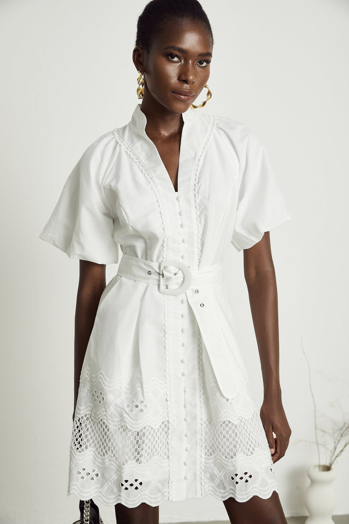 Raphaëlle cutout lacetrim mini dress