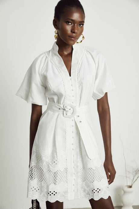 Raphaëlle cutout lacetrim mini dress