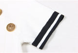 Raven Dress - Bodycon Silhouette - Nautical - Inspired Design - Stretch - Knit Sculpted Fit - Gold - Tone Embossed Buttons