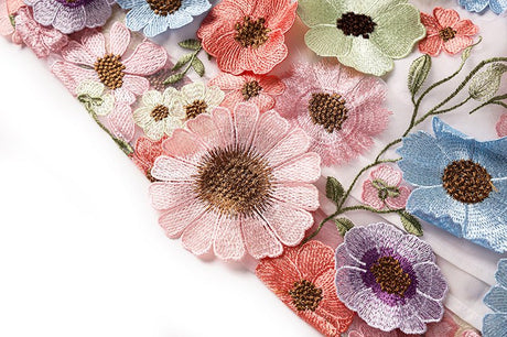 Raven Floral Embroidered A - Line Skirt - Flowing Drape - High - Waisted Fit - Delicate Details - Bohemian Elegance