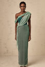 Raven Maxi Dress in Vibrant Green with Mono Shoulder