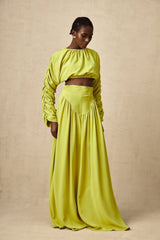 Raven Skirt & Top Set in Lime Green