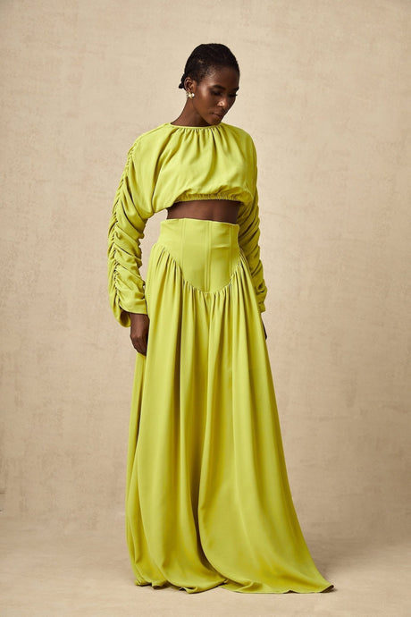 Raven Skirt & Top Set in Lime Green