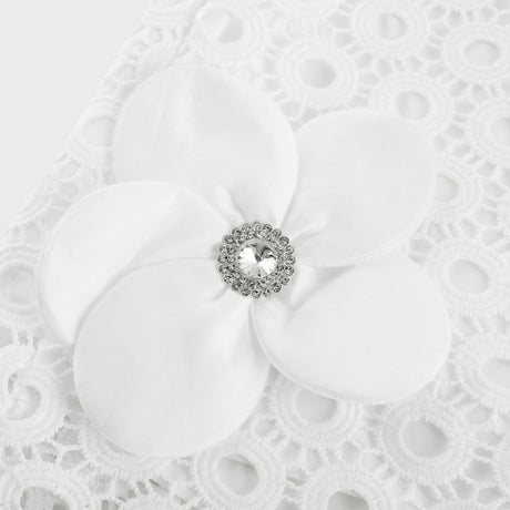 Rebecca Blouse & Shorts White Faux Flower Crystal Set