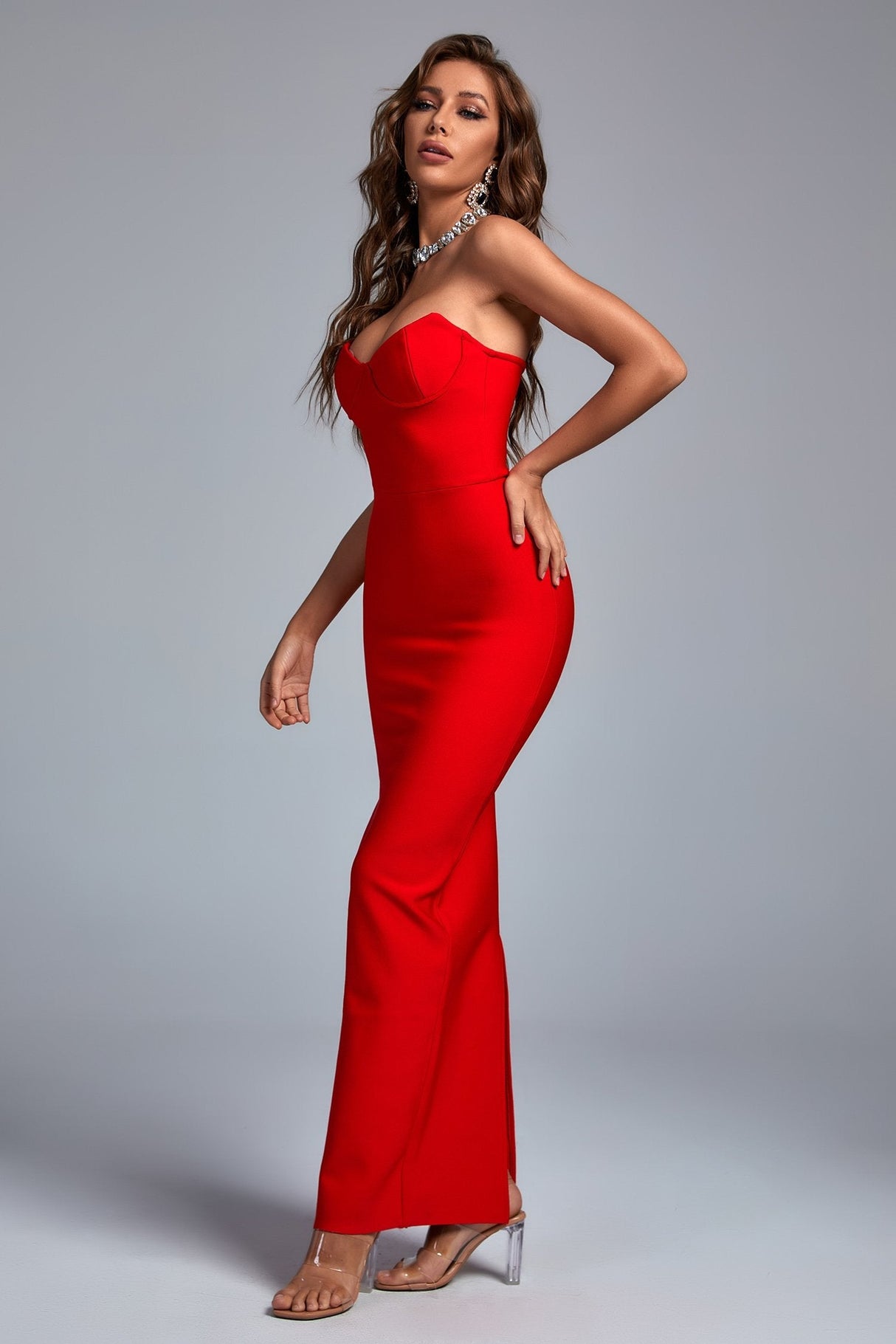 Rebecca Red Bandage Maxi Dress for Women