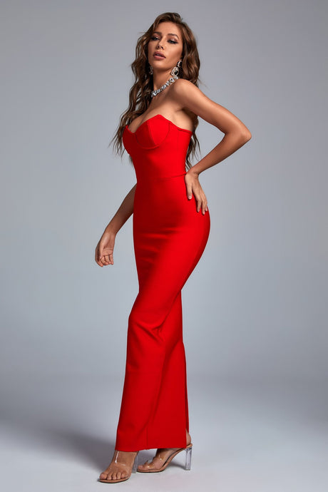 Rebecca Red Bandage Maxi Dress for Women