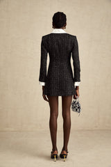 Rebecca Sequin Mini Dress Black Tweed & Sequin
