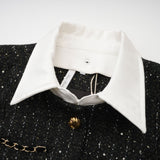Rebecca Sequin Mini Dress Black Tweed & Sequin